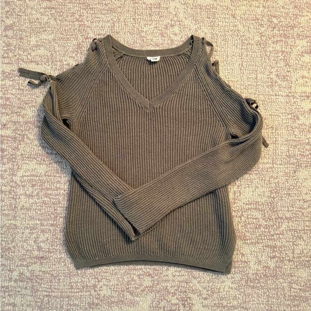 Taupe Cold Shoulder Sweater